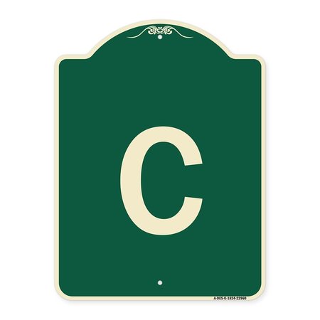 SIGNMISSION Designer Series Sign W/ Letter C, Green & Tan Heavy-Gauge Aluminum Sign, 24" x 18", G-1824-22960 A-DES-G-1824-22960